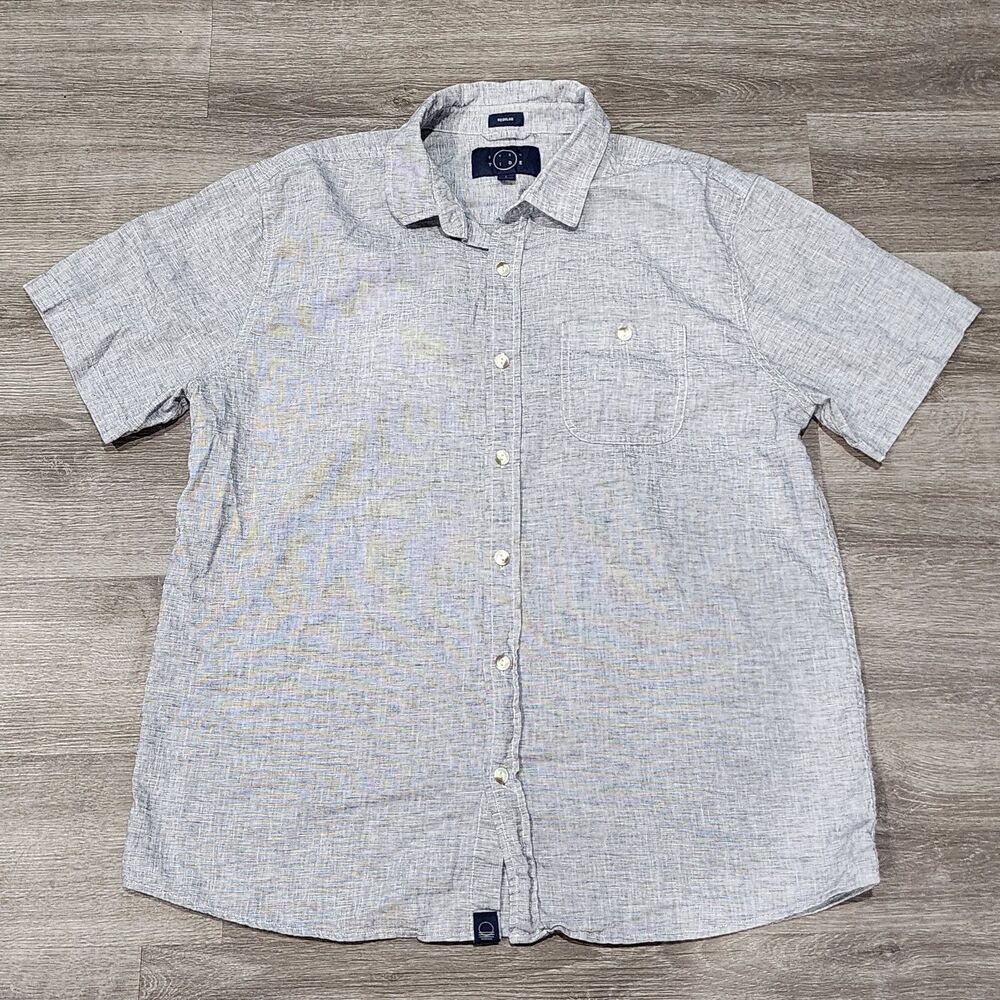 Even Tide Short Sleeve Shirt Light Blue Sizes L Tall